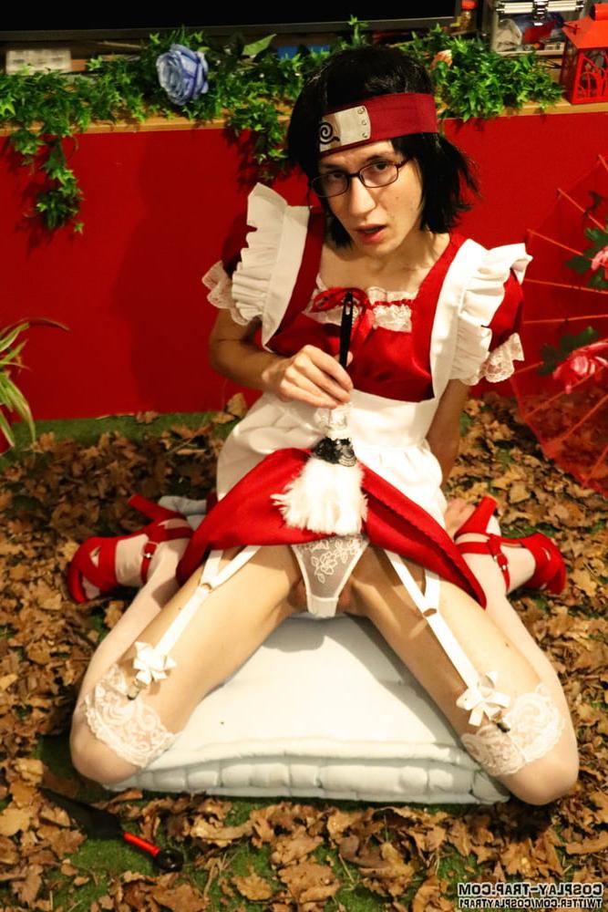 10P Sarada red maid crossdress cosplay