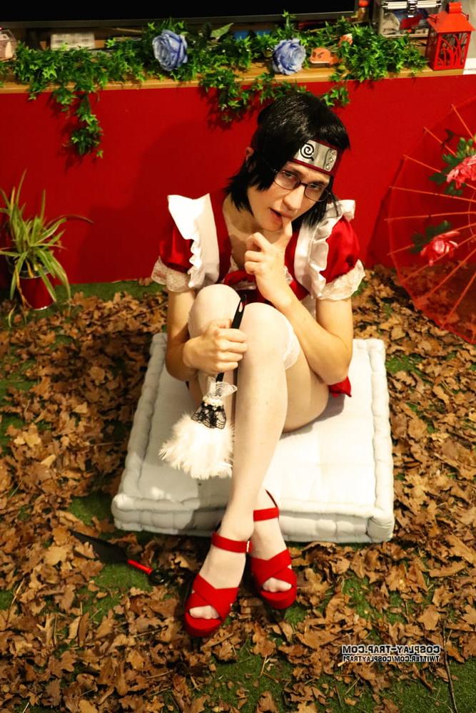 10P Sarada red maid crossdress cosplay
