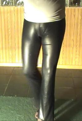 17P Sexy TGirl in Pantyhose Wet look Leggings and Heels