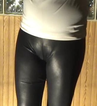 17P Sexy TGirl in Pantyhose Wet look Leggings and Heels