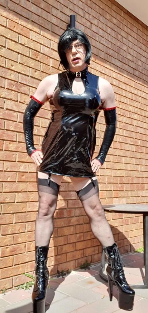 25P Slutty Rachel Latex in PVC Black Dress