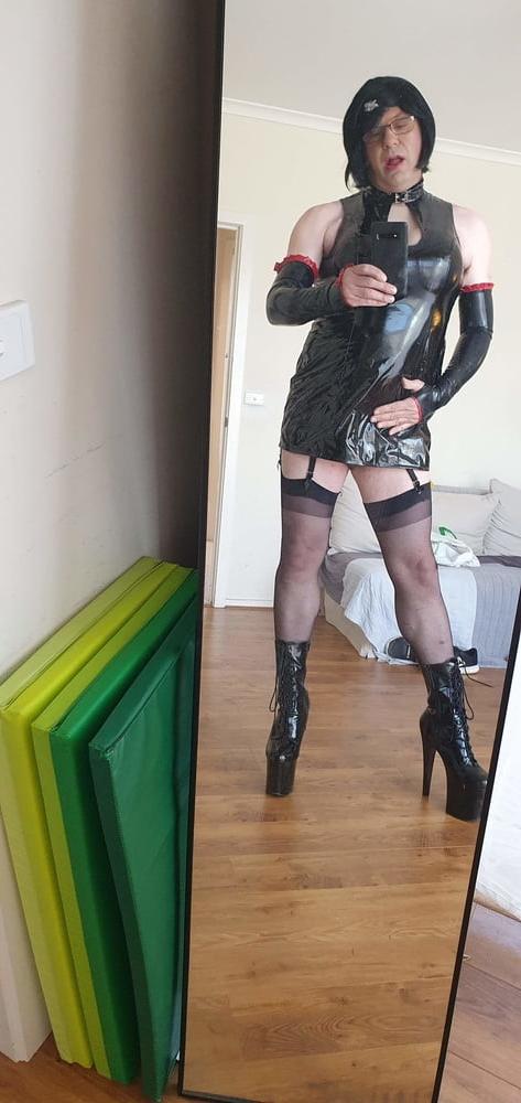 25P Slutty Rachel Latex in PVC Black Dress