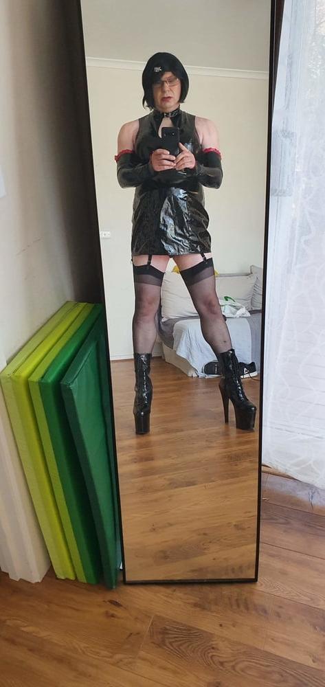25P Slutty Rachel Latex in PVC Black Dress