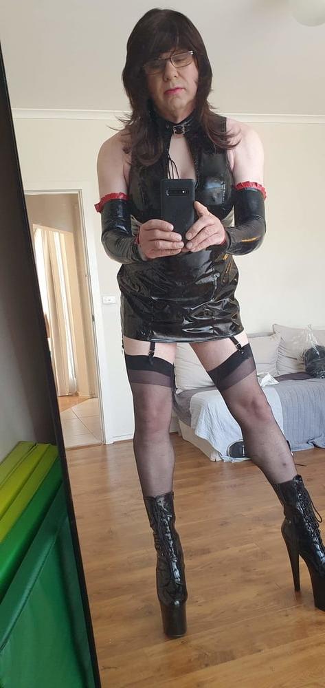 25P Slutty Rachel Latex in PVC Black Dress