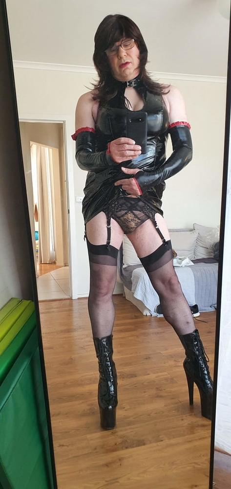 25P Slutty Rachel Latex in PVC Black Dress