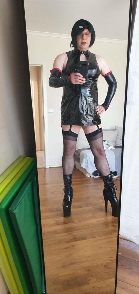 25P Slutty Rachel Latex in PVC Black Dress