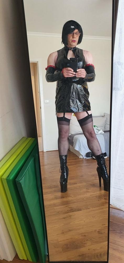 25P Slutty Rachel Latex in PVC Black Dress