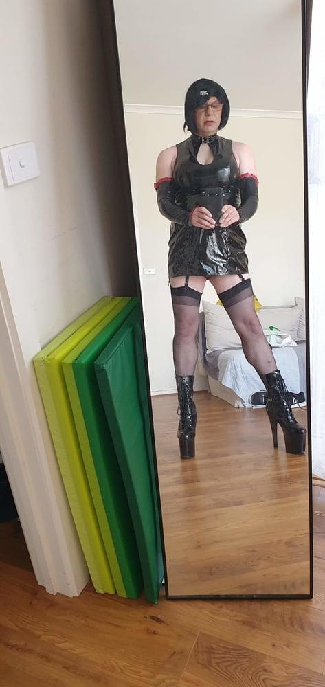25P Slutty Rachel Latex in PVC Black Dress