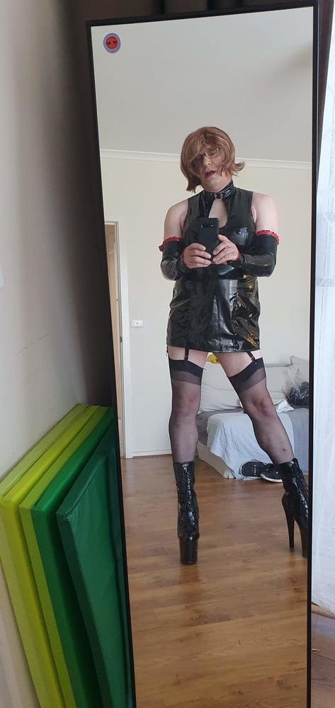 25P Slutty Rachel Latex in PVC Black Dress