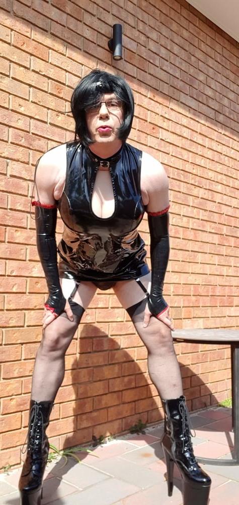 25P Slutty Rachel Latex in PVC Black Dress