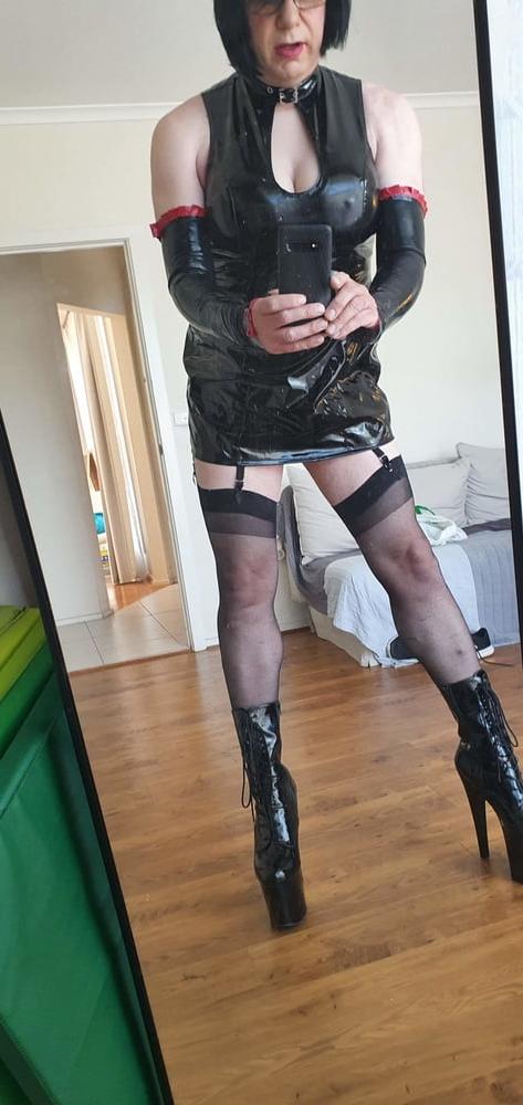 25P Slutty Rachel Latex in PVC Black Dress