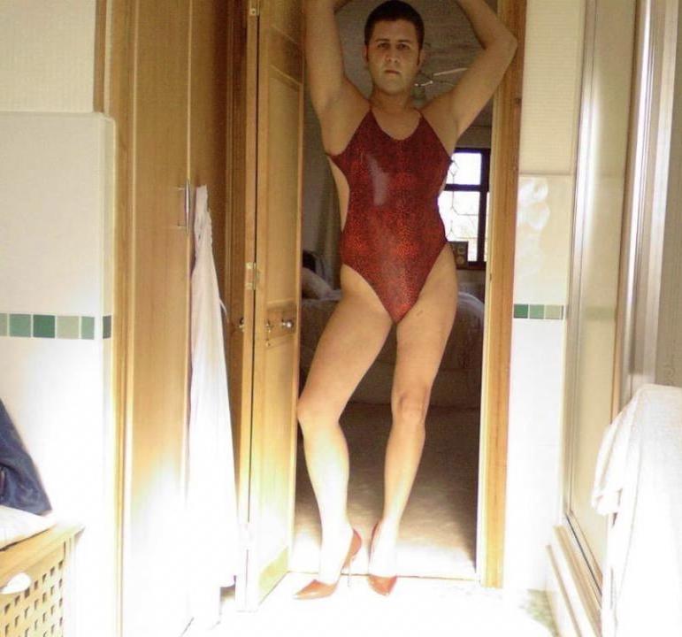 25P Red swimsuit and heels