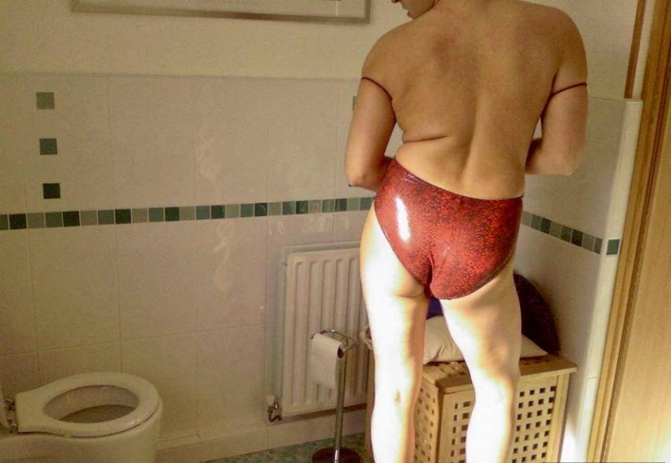 25P Red swimsuit and heels