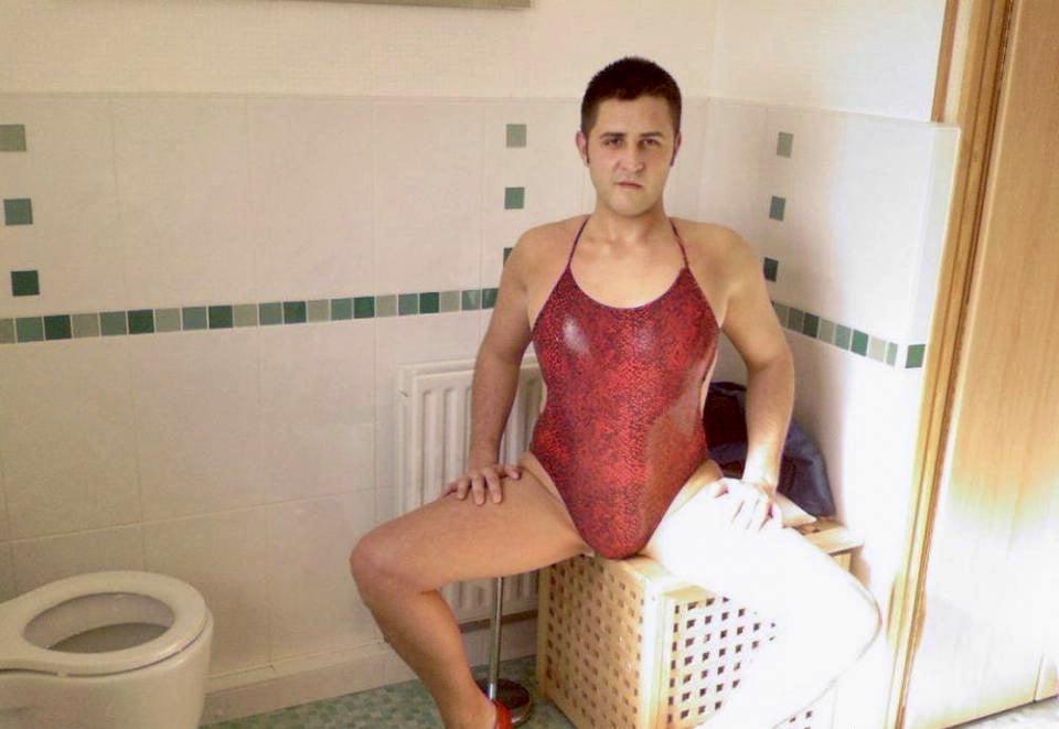 25P Red swimsuit and heels