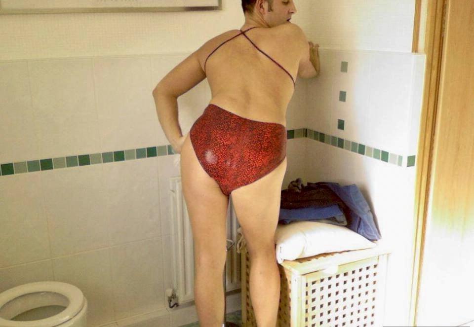 25P Red swimsuit and heels
