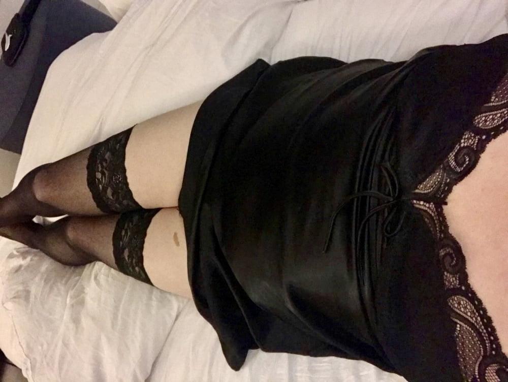 22P Black Satin Night Dress
