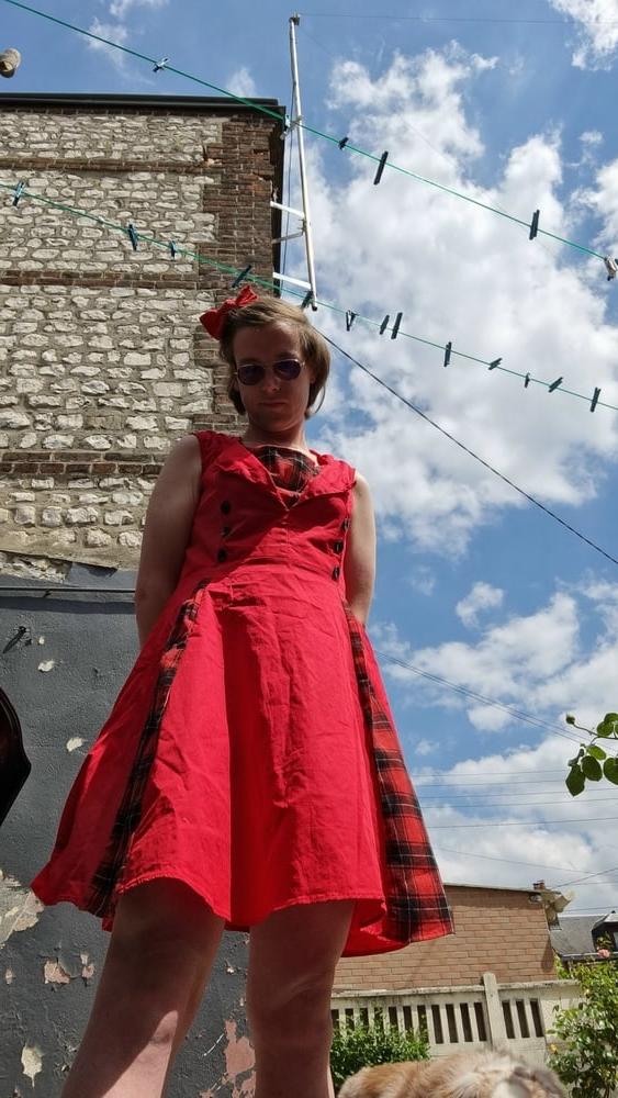 25P 50s style red dress