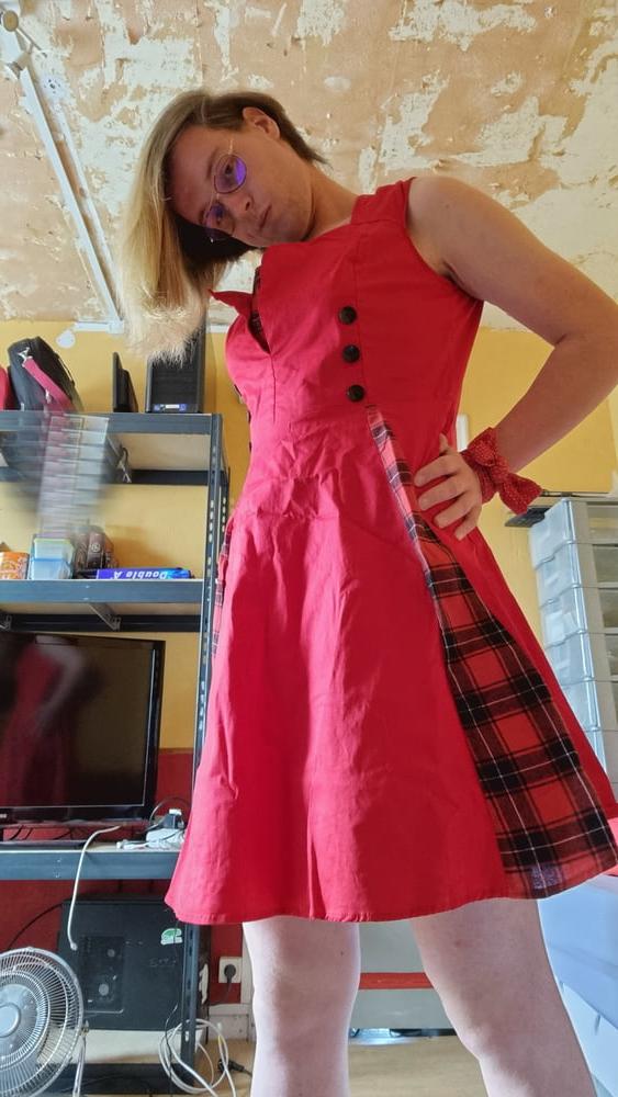 25P 50s style red dress