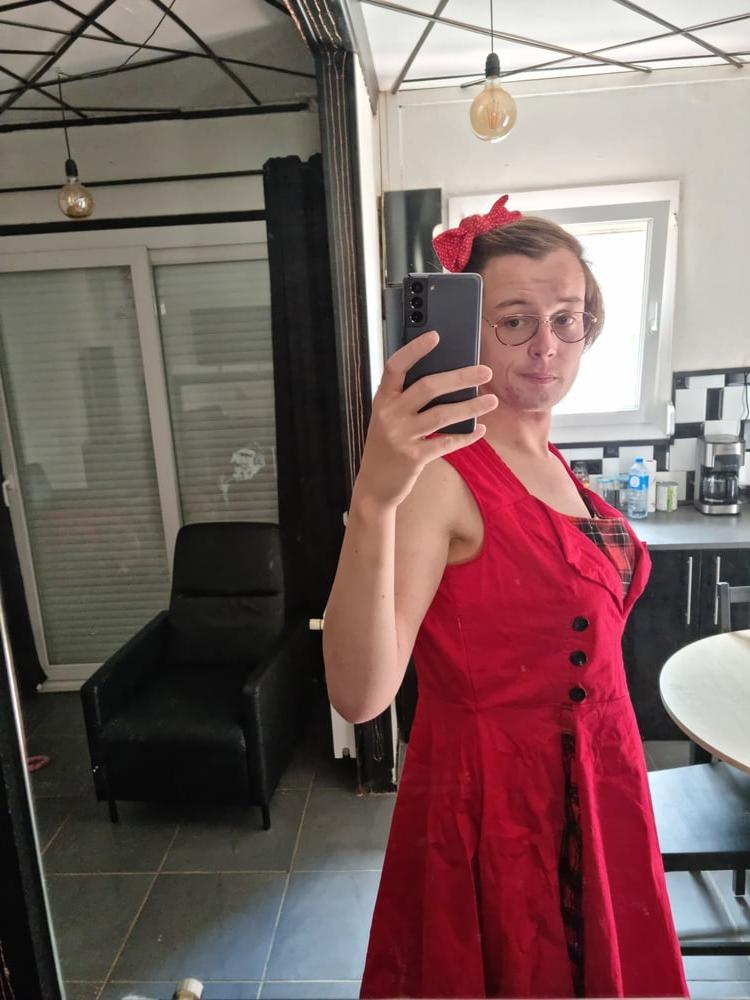 25P 50s style red dress