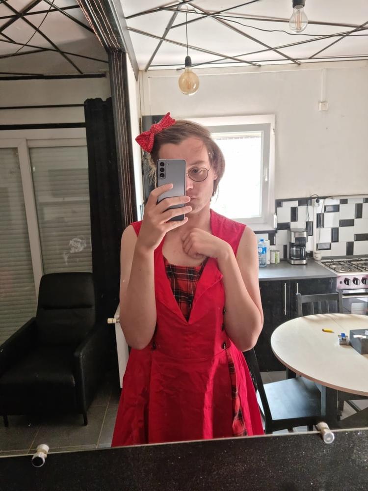 25P 50s style red dress