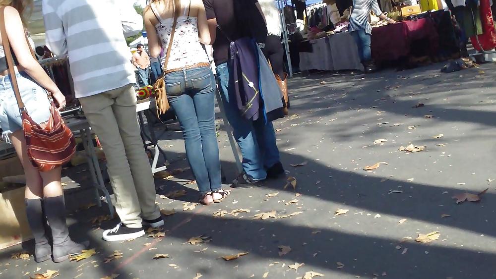 25P Very sexy teen ass & butt in the tightest blue jeans
