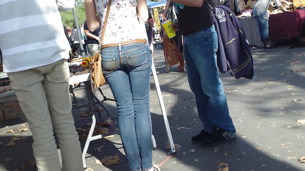25P Very sexy teen ass & butt in the tightest blue jeans
