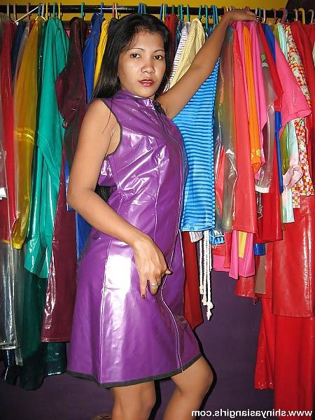 19P Asian Girl In Shiny PVC-U-Like PVC Dress & PVC Panties   