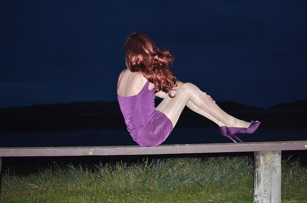 12P Sexy me in high heels and short dress outside