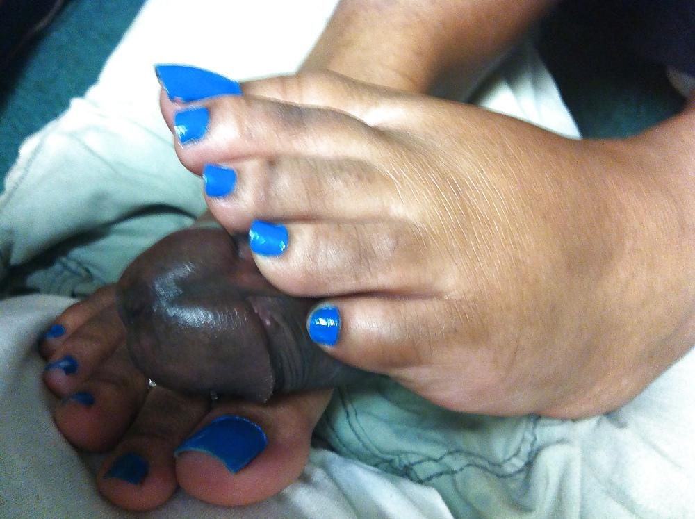 10P Blue Toes Footjob