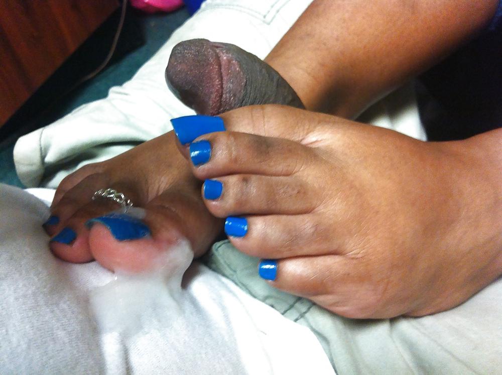 10P Blue Toes Footjob