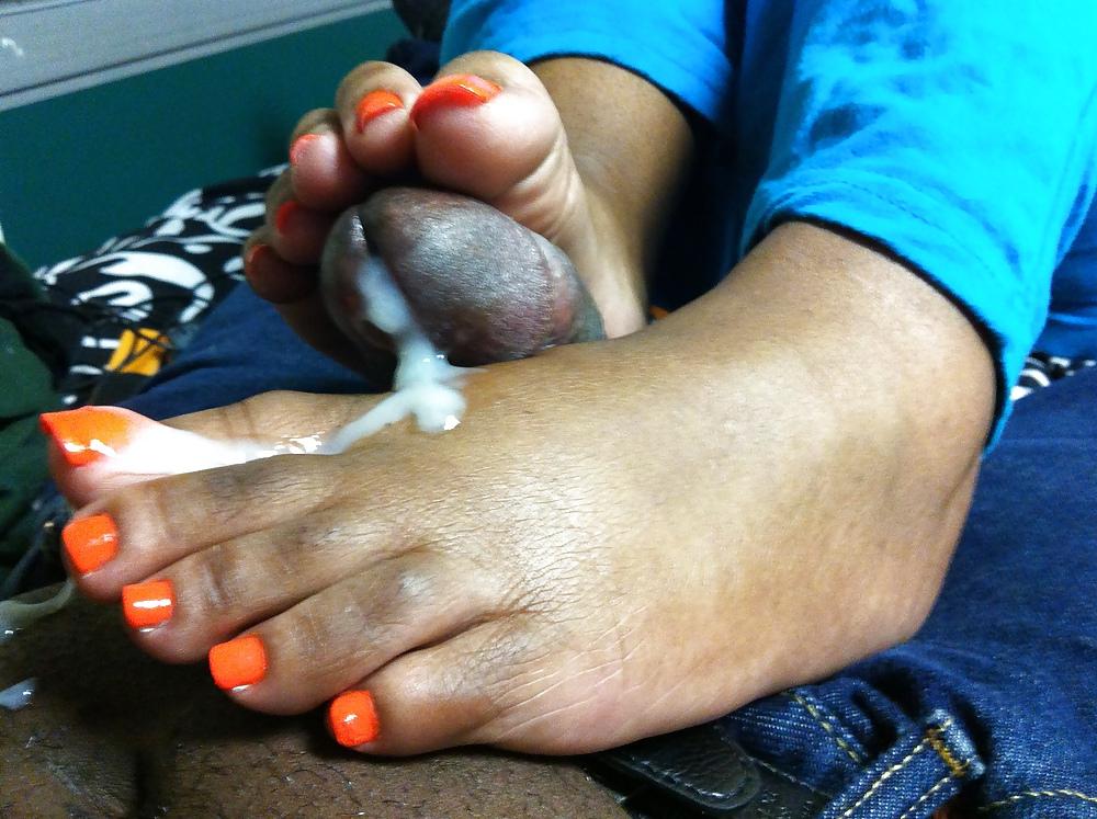 23P Orange Toes Footjob