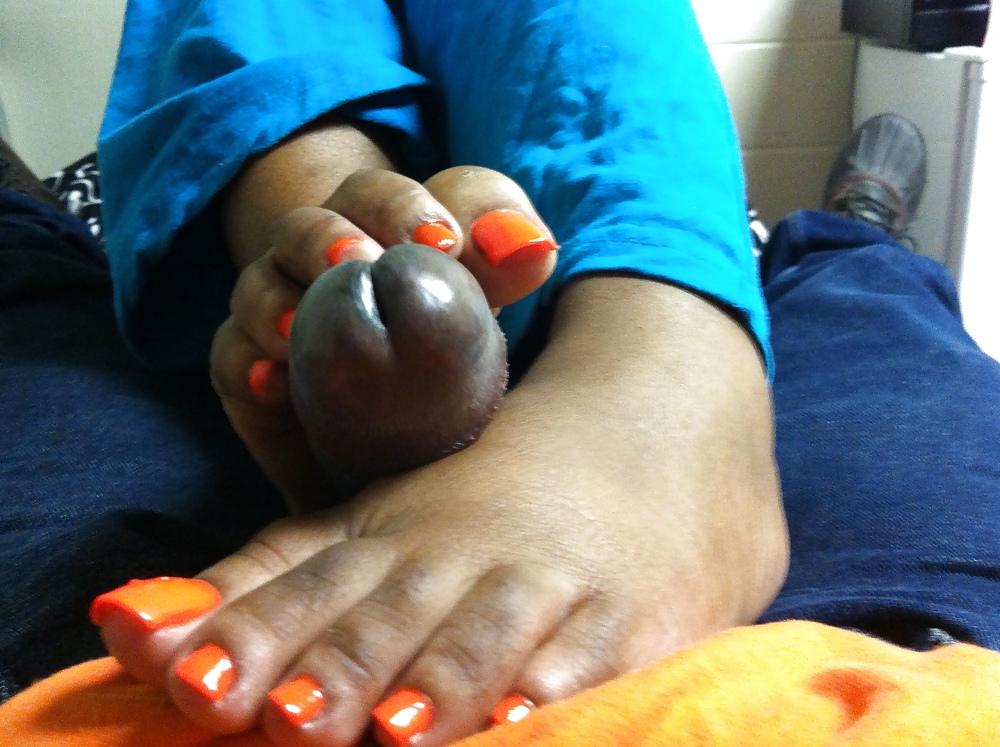 23P Orange Toes Footjob