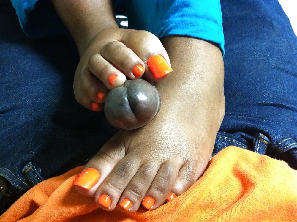 23P Orange Toes Footjob
