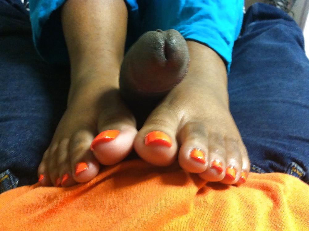 23P Orange Toes Footjob