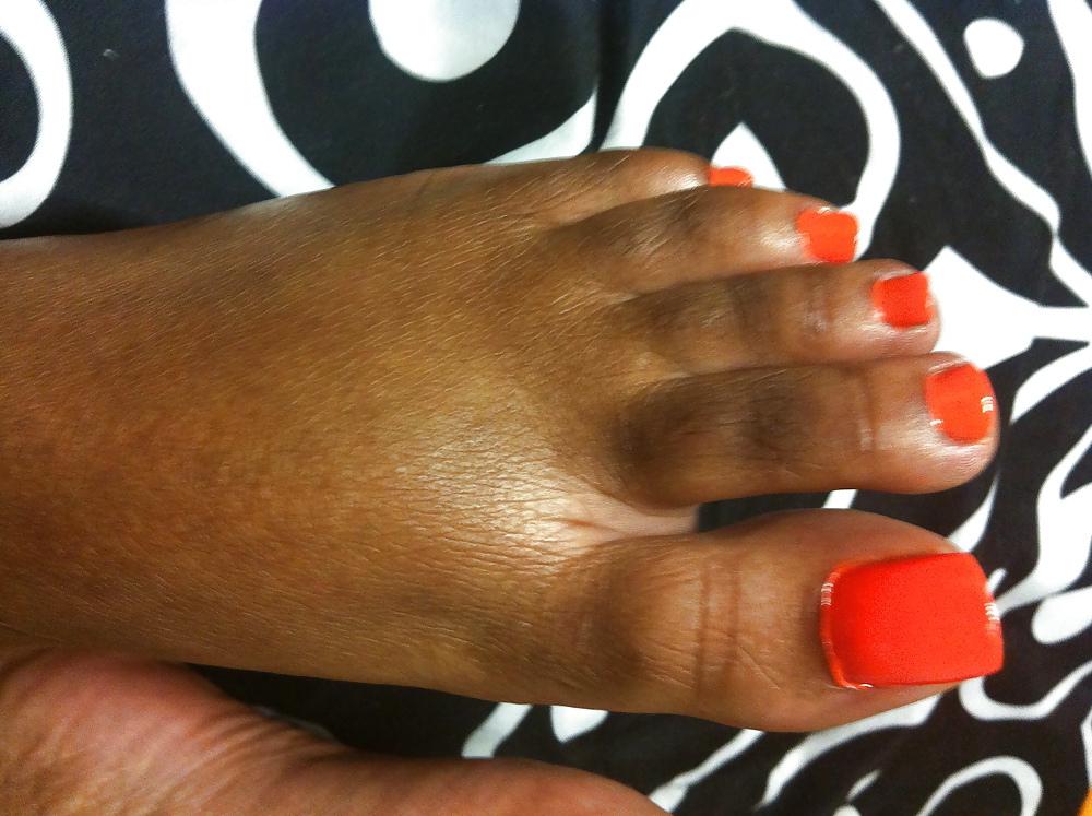 23P Orange Toes Footjob