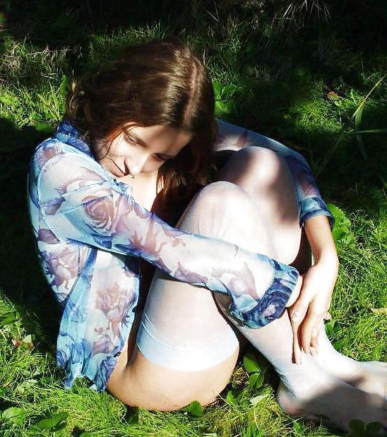 16P Stunning Teen in Blue Stockings