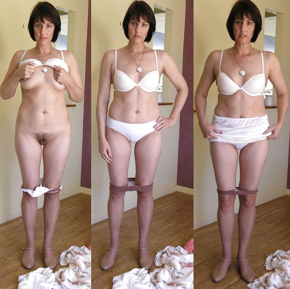 5P Mature Jane strips pantyhose