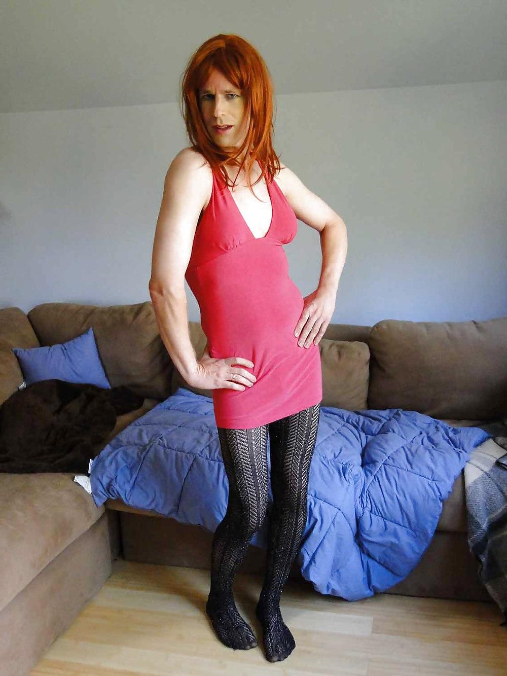 10P Pink dress and black tights