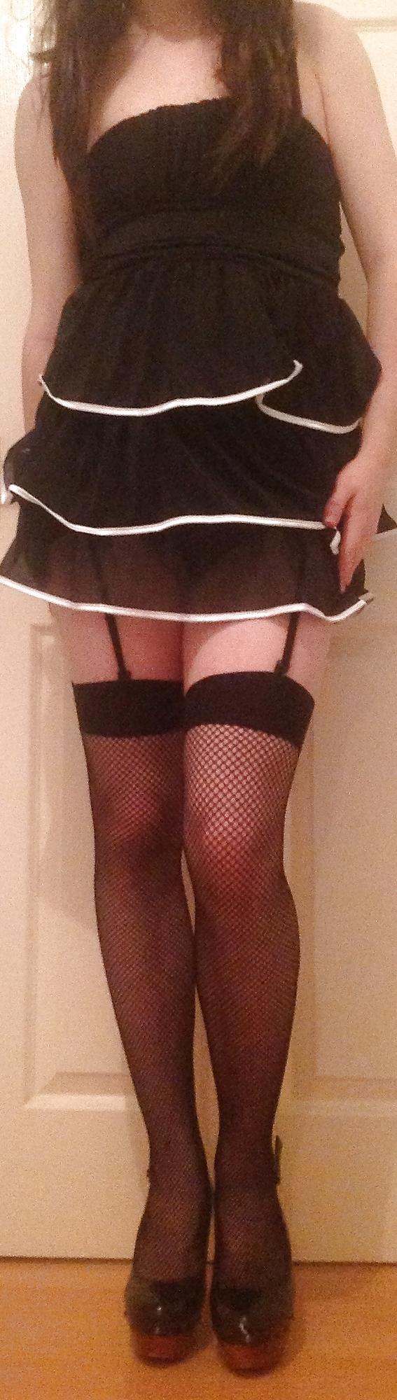 16P Sissy in cute black dress