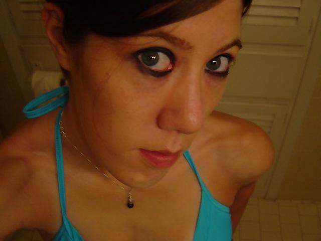 11P Blue bra and a black dildo!