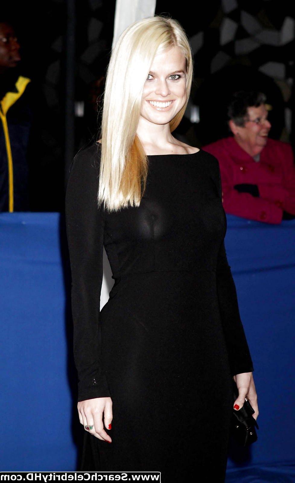 25P Alice Eve Braless Nipples See-Through Black Dress