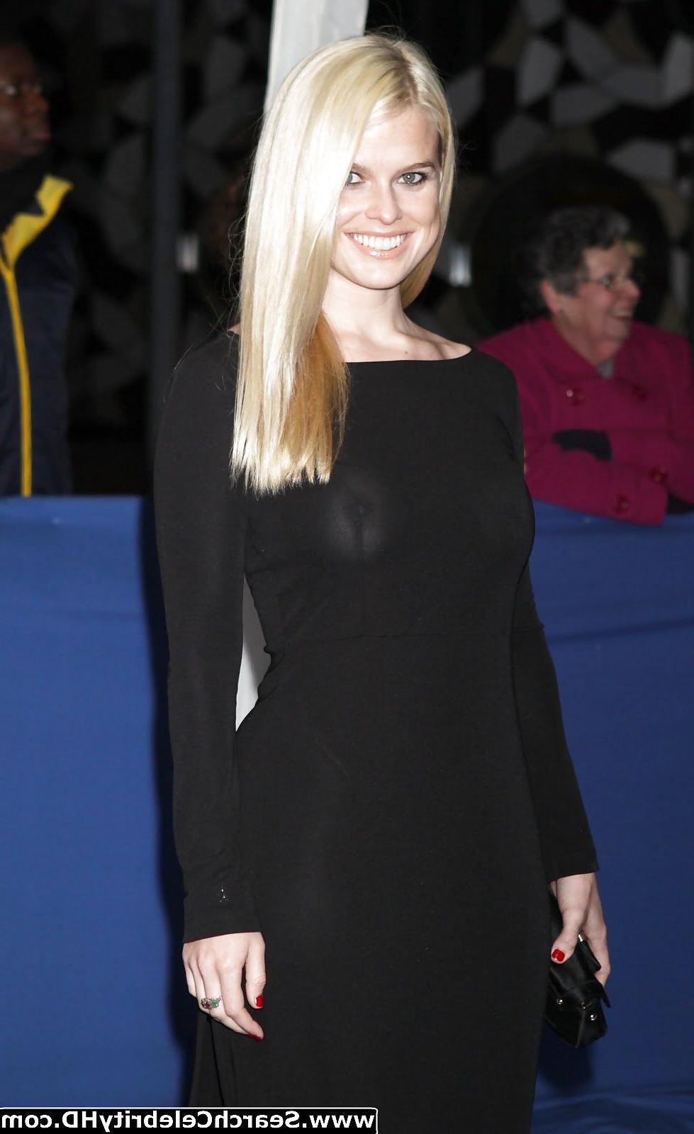 25P Alice Eve Braless Nipples See-Through Black Dress