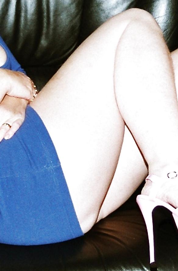 15P SAG - Wife's Boobs Deep Cleavage Blue Dress & Pink Pumps 13