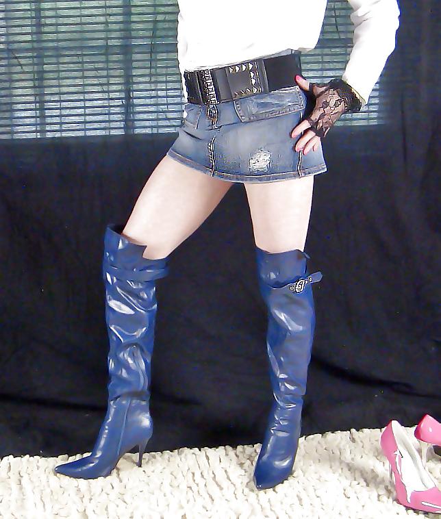 14P Love My Blue Soft Leather Thigh High Boots
