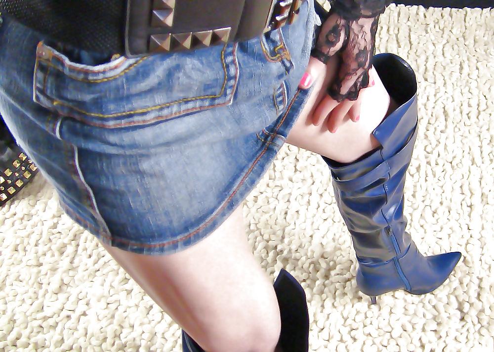 14P Love My Blue Soft Leather Thigh High Boots