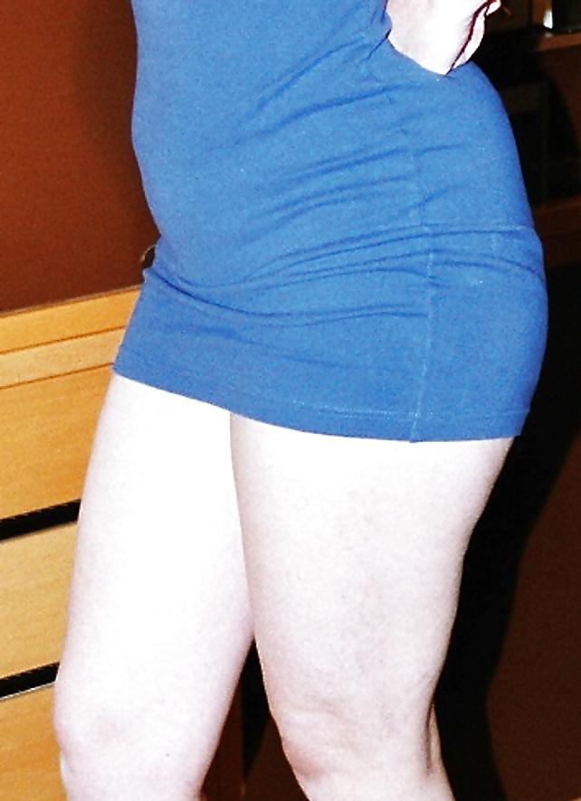 15P SAG - Wife's Boobs Deep Cleavage Blue Dress & Pink Pumps 11