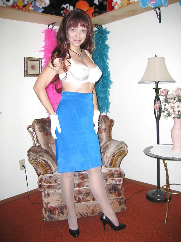 25P Scarlett - Blue Suede Skirt
