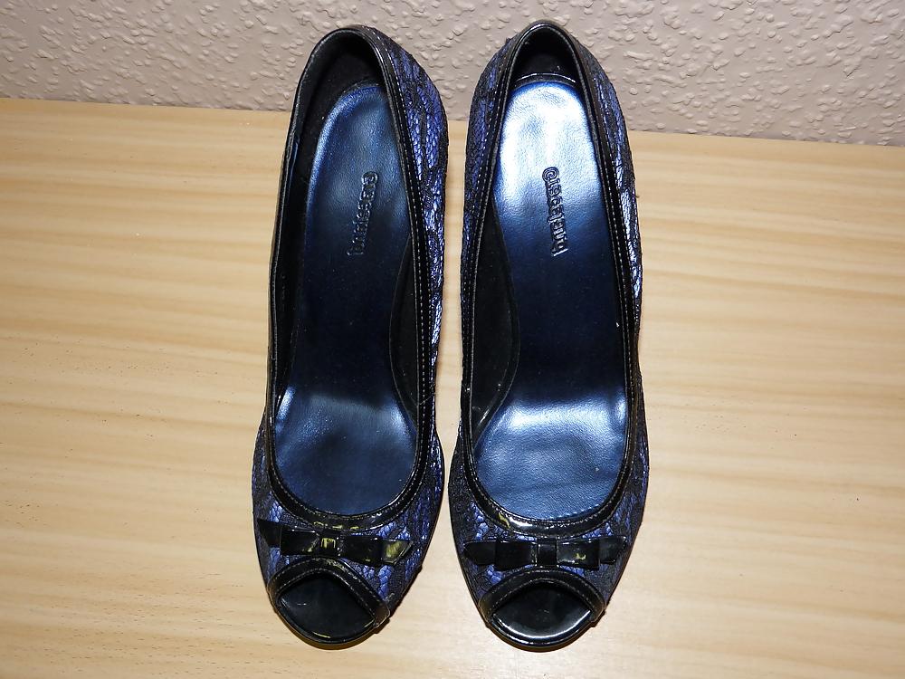 10P Wifes blue peep toes pantyhose