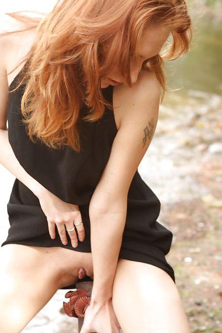 15P Black Dress No Panty By The Lake