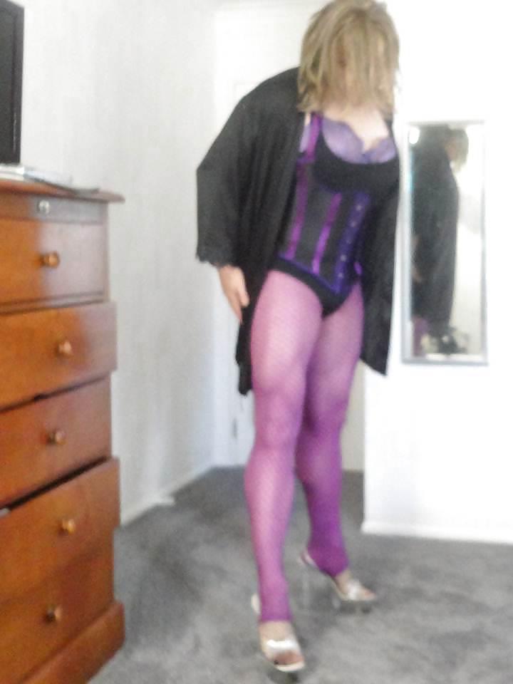 22P New Purple Corset and fishnets